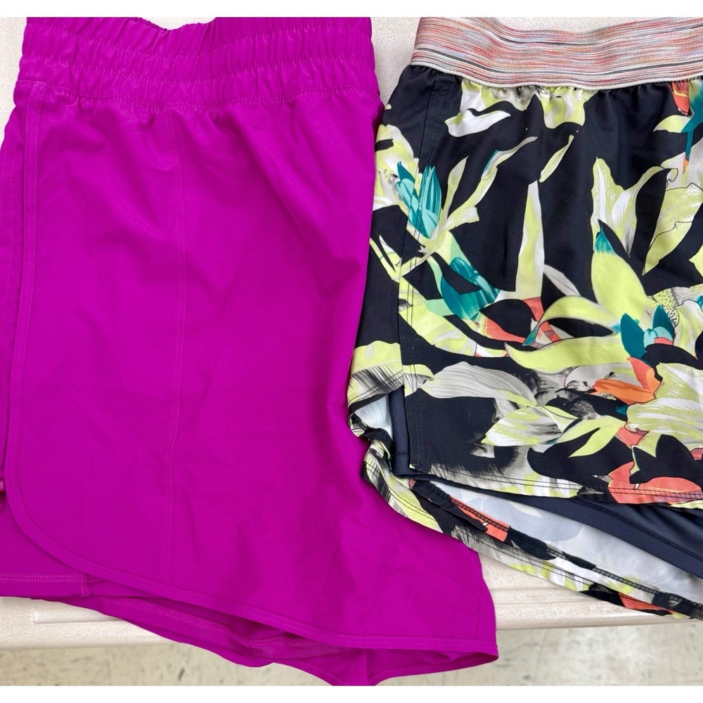 2 Pairs Avia Women's XXL 2XL (20) Lined Running Shorts Pink Floral
